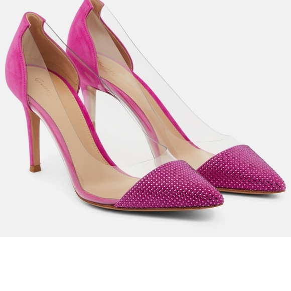 Gianvito Rossi Shoes - NEW Gianvito Rossi Fuchsia Crystal-Embellished Pointed Toe PVC Side Pumps